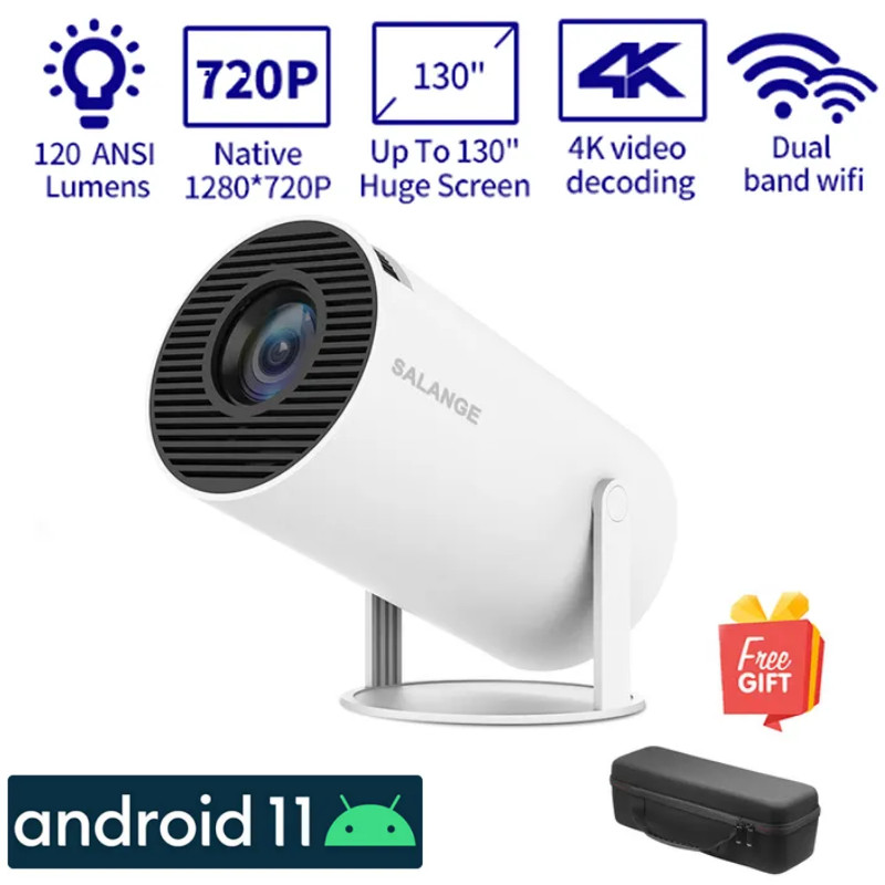 Salange HY300 Android 11.0 Mini Projector LED Beamer Home Cinema