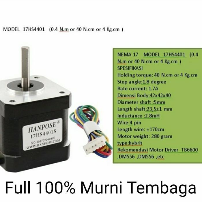Motor Stepper Nema 17 17Hs4401 Nema 17 42Bygh 1.7A Nema 17 Murni