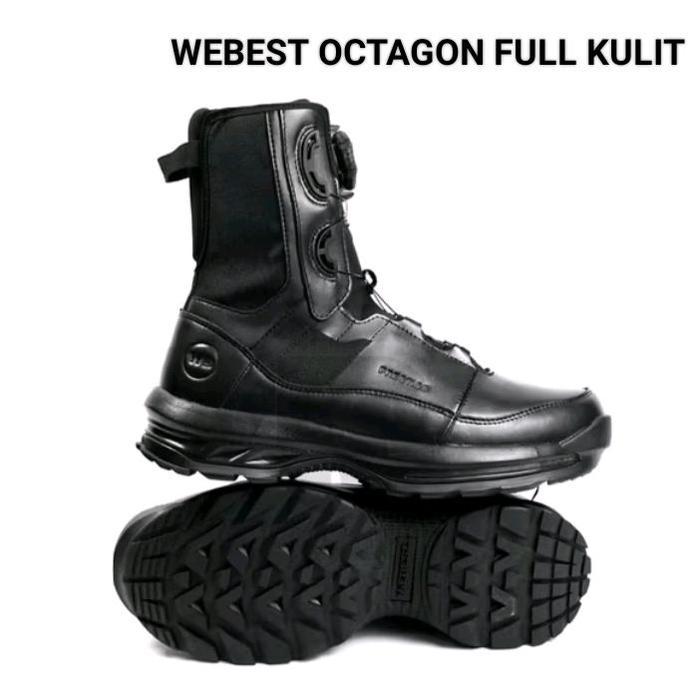 Webest Sepatu PDL Boa Taliputar Octagon Full Kulit/Octagon Slick dengan Desain Octagon dan Bahan