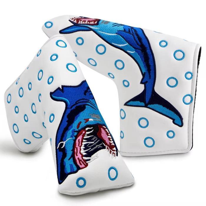 White Shark Putter Blade Golf Head Cover Golf Penutup Sarung Stick Golf Club
