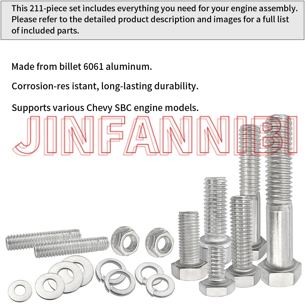STAINLESS STEEL SMALL BLOCK ENGINE HEX BOLTS KIT FOR CHEVY 265 283 305 327 350