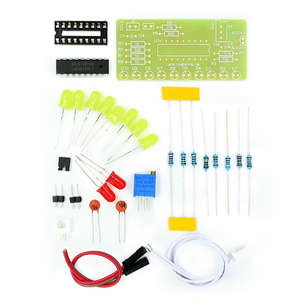 LM3915 10 LED Sound Audio Spectrum Analyzer Level Indicator Kit DIY Electoronics Soldering Practice