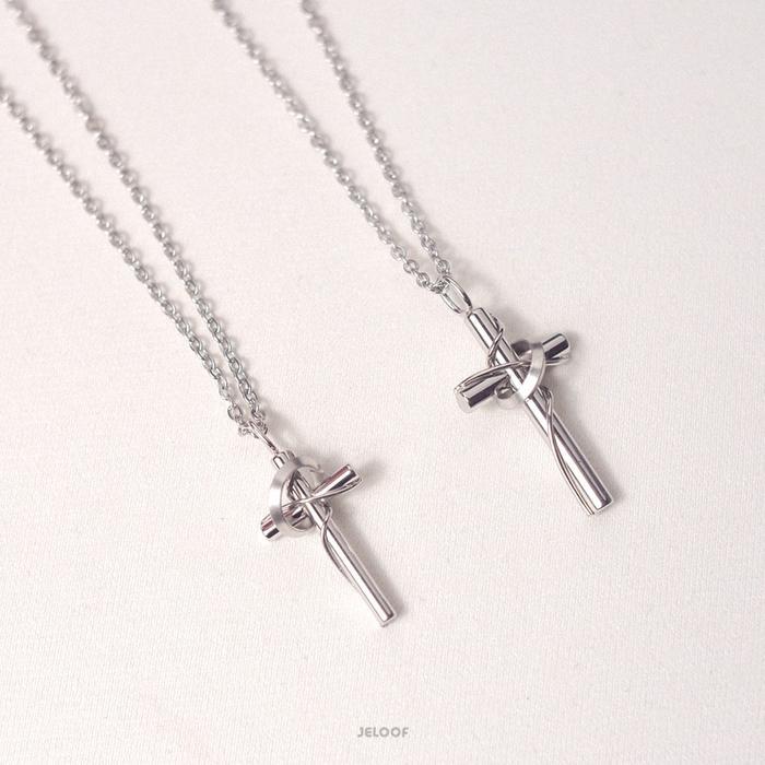 Jeloof Kalung Salib Couple Akwila & Priskila - Stainless Steel Antikarat Waterproof Kalung Titanium