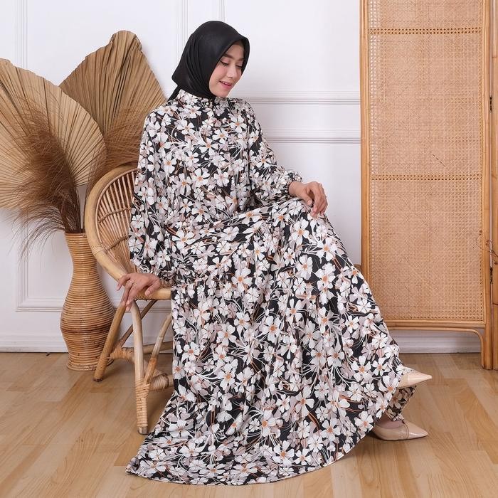 k468 Baju Gamis Lebaran Pesta Kondangan Kuliah Maxi Dress Wanita Muslim