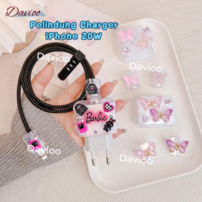 Pelindung Charger IPHONE 20W Set 5 Item Pelindung Kabel Charger Case Charger