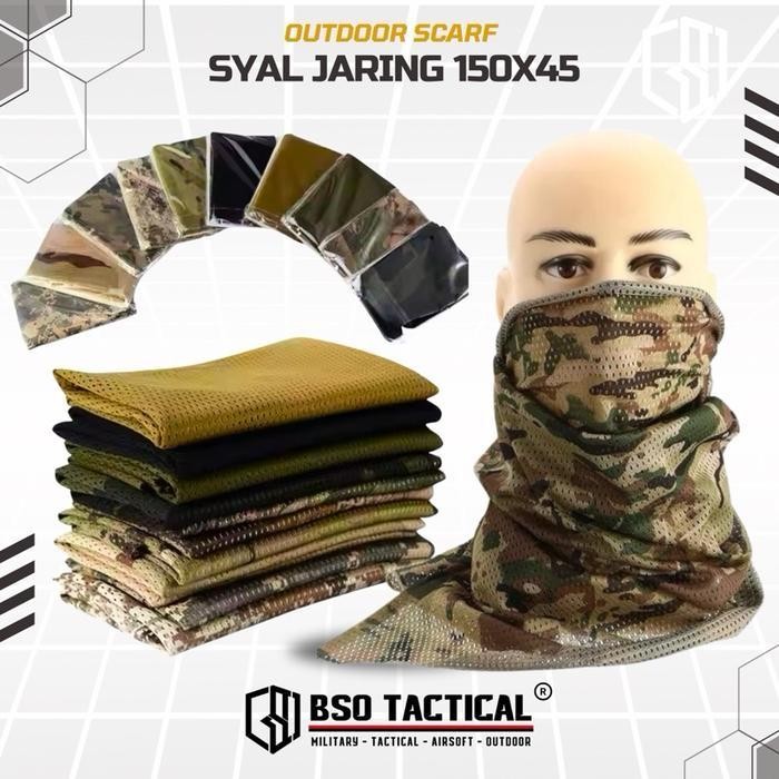 TERLARIS TERLARIS DAN TERBARU Syal Jaring Breathable Shemagh 150cm x 45cm Face Neck Protection Camo