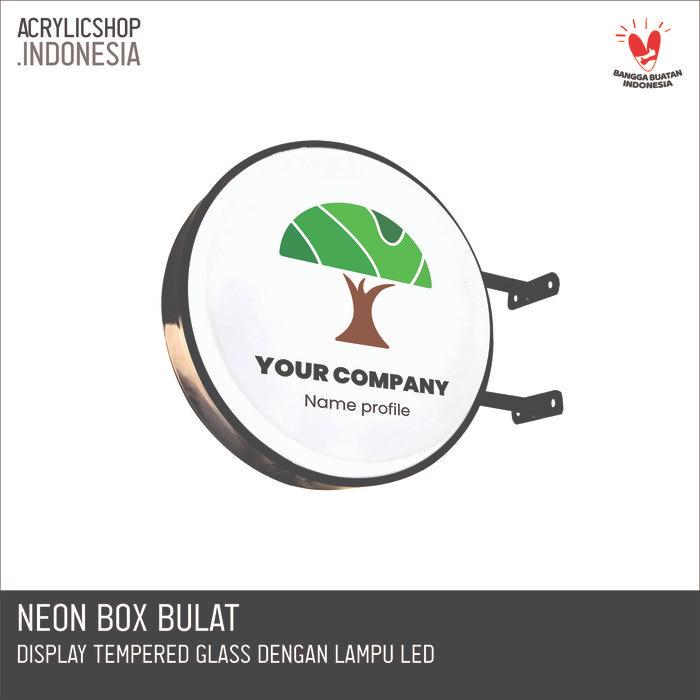 SALE Neon Box Bulat Murah 2 Sisi / Neon Box Akrilik + Lampu LED