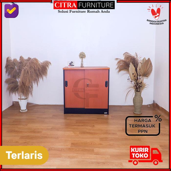 TERMURAH Lemari Arsip Kayu 2 Pintu Sliding PendekLemari sleding Kantor READY STOCK