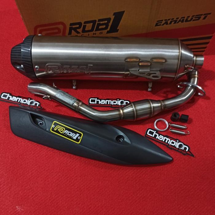 TERMURAH Exhaust Knalpot Standar Racing Stainless ROB1 Racing Yamaha Aerox 155 READY STOCK
