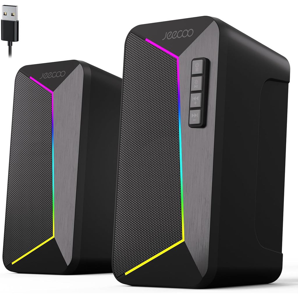 Jeecoo M30 Bluetooth Computer Speakers, Pc Gaming Speakers For Desktop With Crisp Stereo