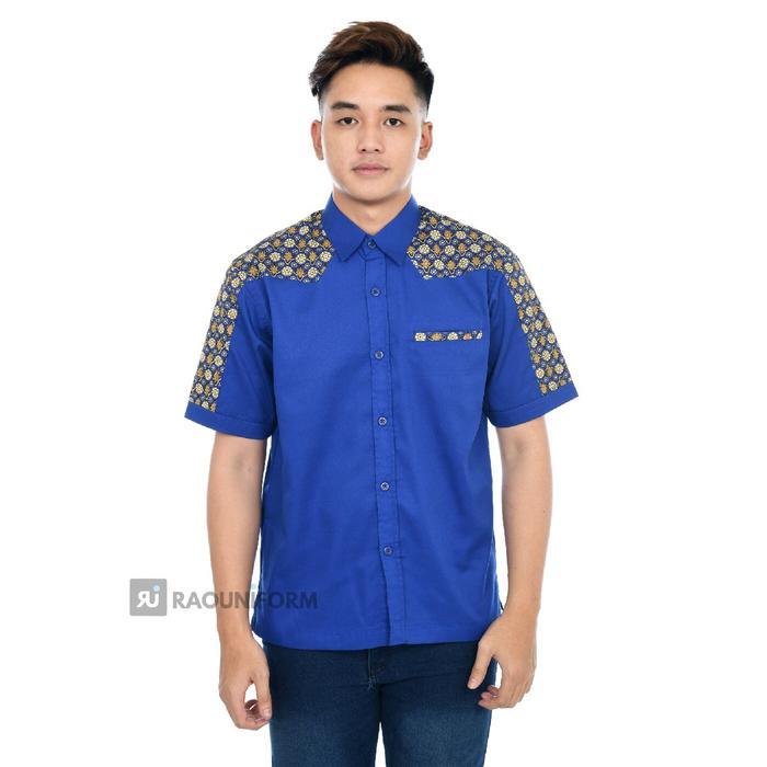 Atasan Batik Wanita Seragam Kerja Kombinasi Kemeja Batik Lengan Panjang Baju Kantoran Cafe