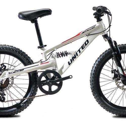 Sepeda Gunung MTB 20 inch United TMS 3080 Alloy 7 Speed Shimano Disc Brake Full Suspension Per Depan