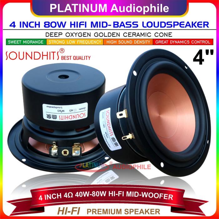 TERMURAH Speaker 4 Inch Mid Bass Mid Woofer Hifi Speker 4" 4 ohm 80W Mid Range Bass Soundhits