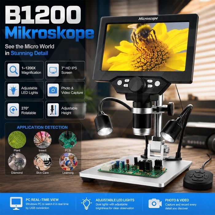Mikroskop Digital Mesin Servis Hp B1200 Kaca Pembesar Mikroskop Digital Elektronik 12mp Microscope