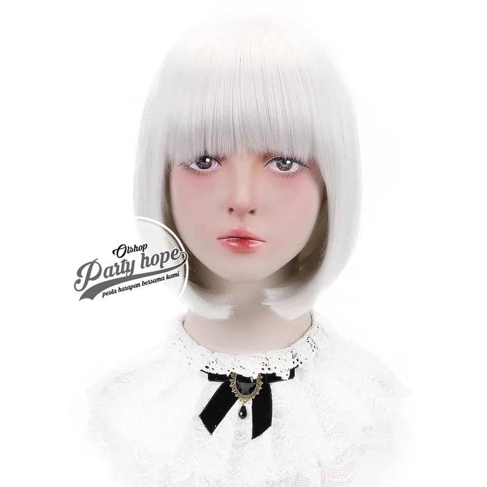TERLARIS wig bob / wig poni pendek / rambut palsu bob murah / wig bob putih