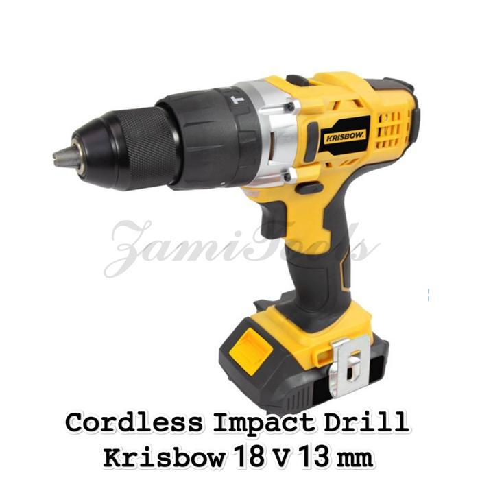 TERMURAH TERLARIS TERBARU BOR TANGAN BATERAI KRISBOW CORDLESS IMPACT DRILL 18V - KAPASITAS BOR BESI
