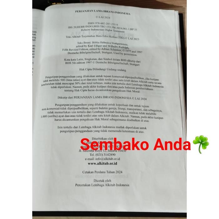 Terbaru Alkitab Perjanjian Lama Ibrani Indonesia Tb2. Terjemahan Baru Edisi 2. Lai. 2 Bahasa.