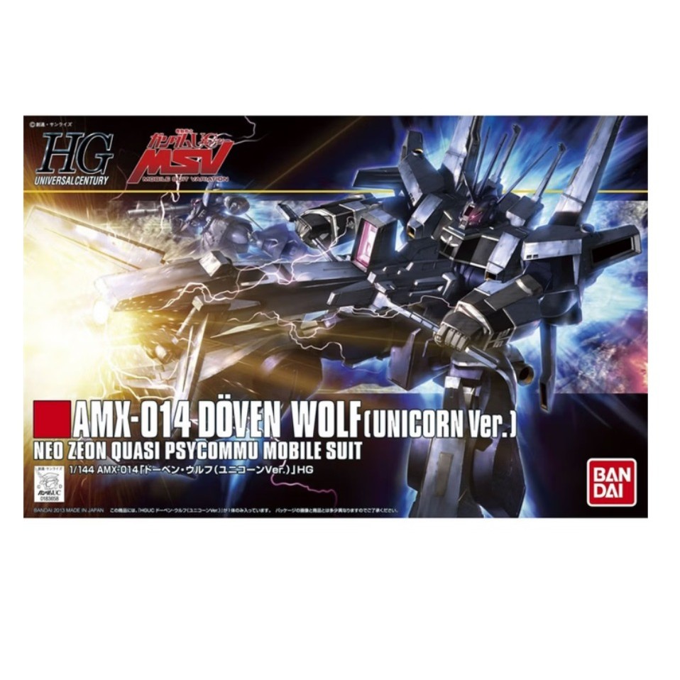 Bandai Original Gundam Model Kit HGUC 1/144 AMX-014 Doven Wolf Unicorn Ver ZZ Mobile Suit Anime