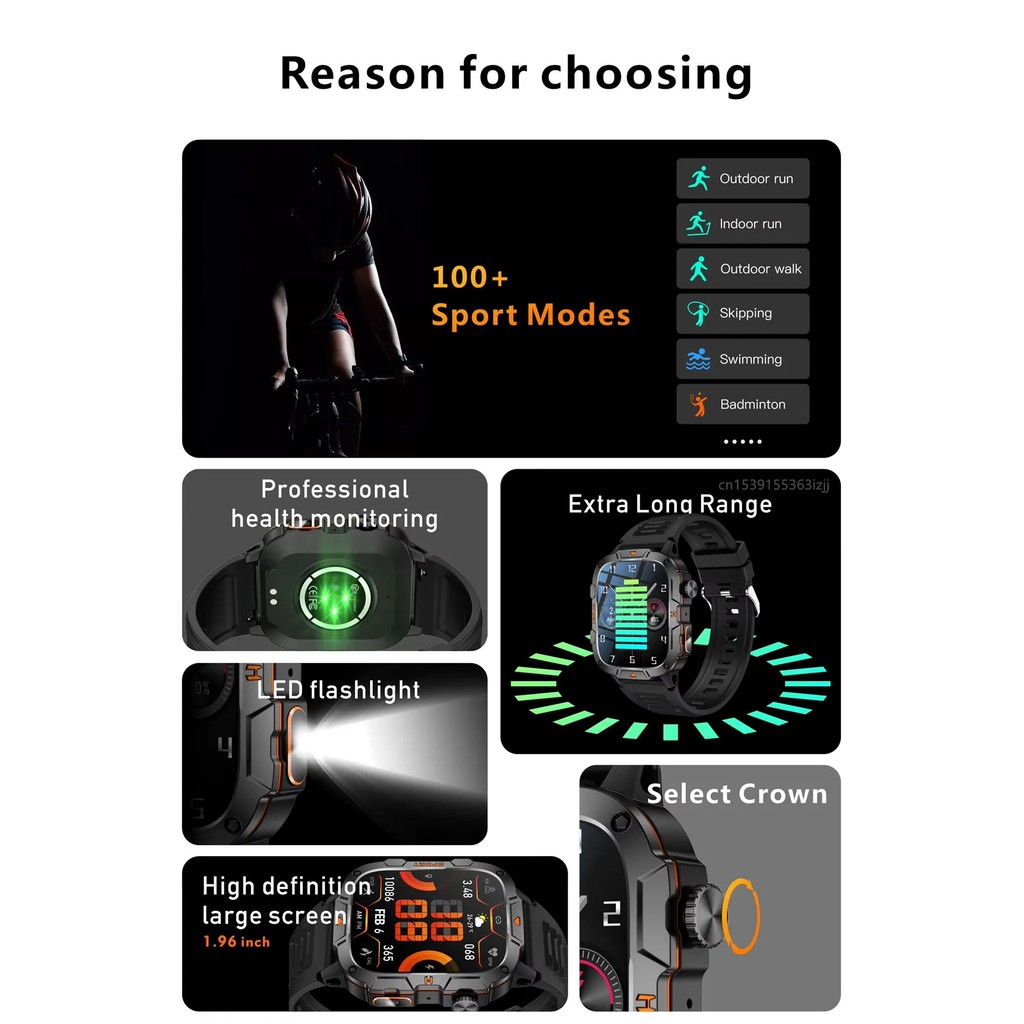 for OPPO Find N5 X8 Ultra Reno13 Pro A5 Pro F29 Smart Watch LED Flashlight Bluetooth Calling