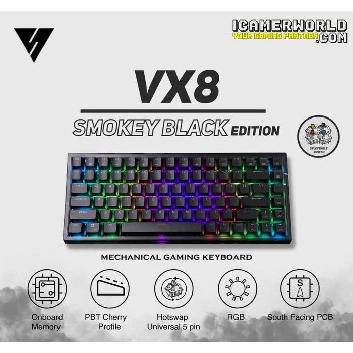 TERBARU Vortex Series VX8 Smokey RGB Hotswap Mechanical Gaming Keyboard PROMO