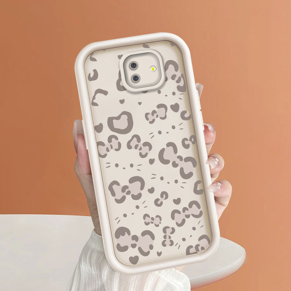 Casing Hp Untuk Compitable With Samsung Galaxy J6 Plus Prime 2018 Milk Coffee Leopard Bow Heart Prin