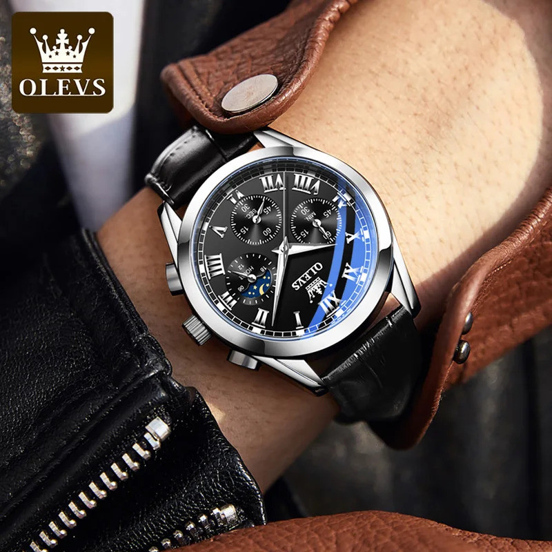 OLEVS 2871 Men tch Quartz tch Multifunctional Chronograph tch Man terproof Luminous Moon Phase tch