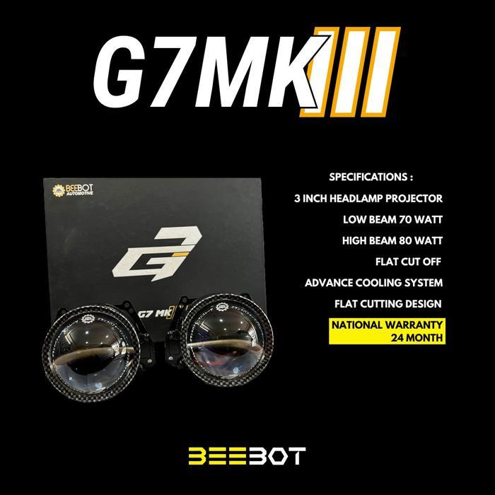 Lampu Mobil Depan BEEBOT G7 MKIII  Beebot 3 Inch Lo Beam 70W Hi Beam 80W Garansi 2 Tahun Projector T