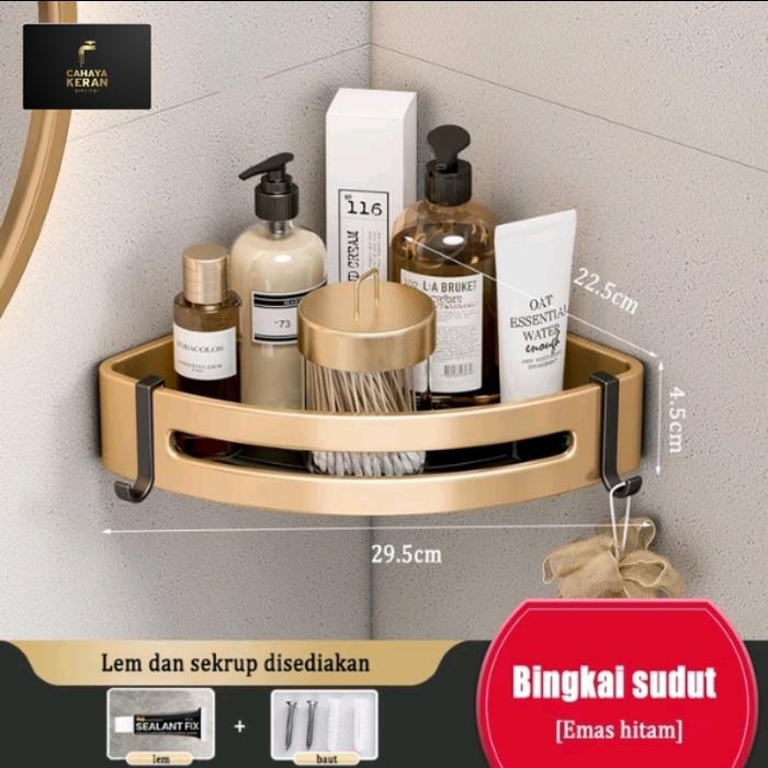 Ready Rak Sabun Mandi Stenlis Black Gold/Rak Sabun Super Mewah/Rak Dinding Kamar Mandi/Rak Sudut