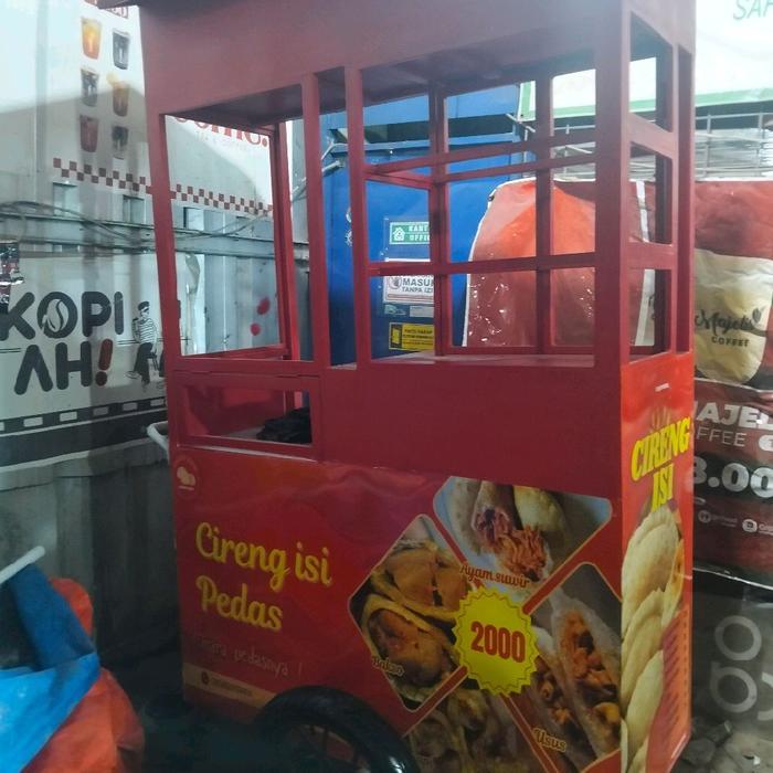 Gerobak Dorong Custom Cireng Isi Pedas Merah Dengan Harga 2000 Ideal Untuk Usaha Makanan