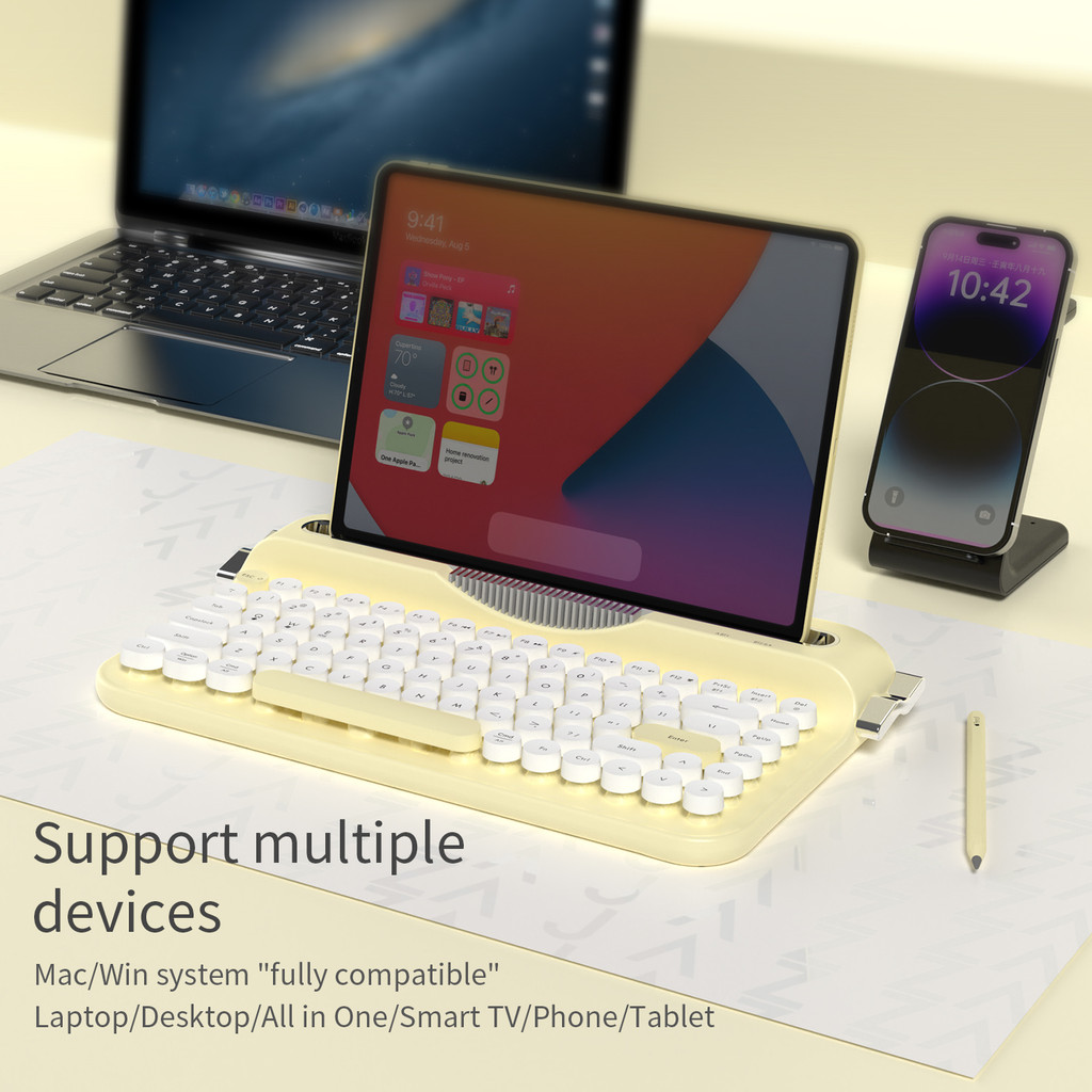 AJAZZ AF84 Wireless BT Portable Keyboard Typewriter Mechanical KeyboardWireless BT Duale Office