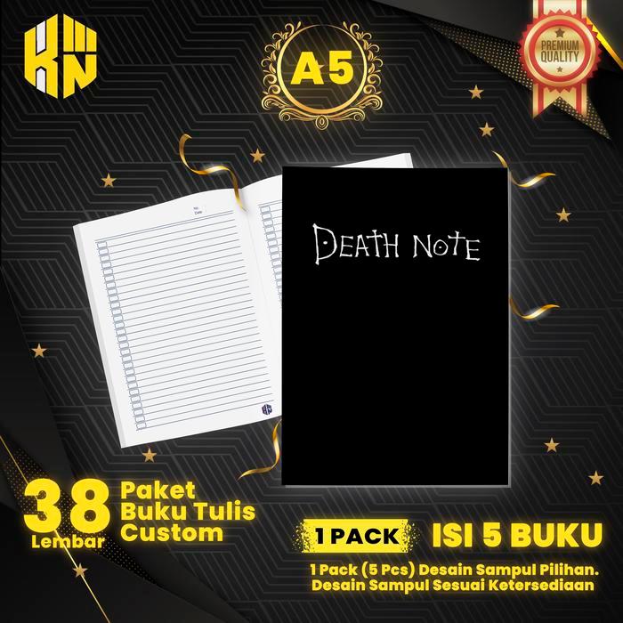 READY Buku Tulis Sekolah Custom DEATH NOTE Bergaris 38 Lembar 1 Pak Isi 5 Buku/ Buku Tulis Anime/
