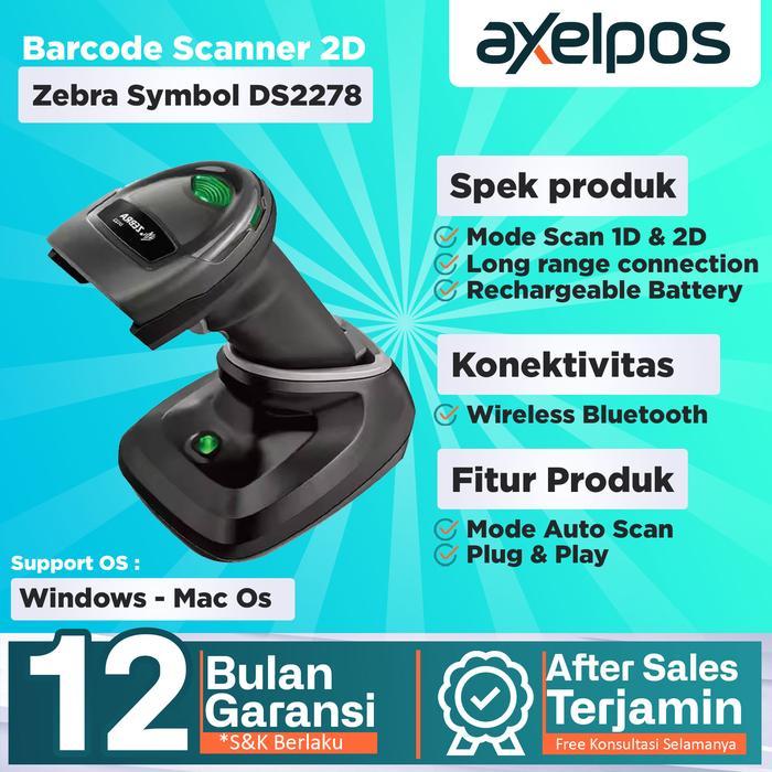 Barcode Scanner Wireless Bluetooth 2D  Zebra DS-2278