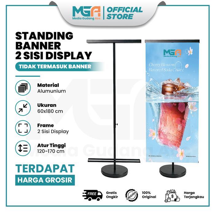 Standing Banner Display 2 Sisi Gantung Tripod Banner Promosi Kokoh Indoor Outdoor