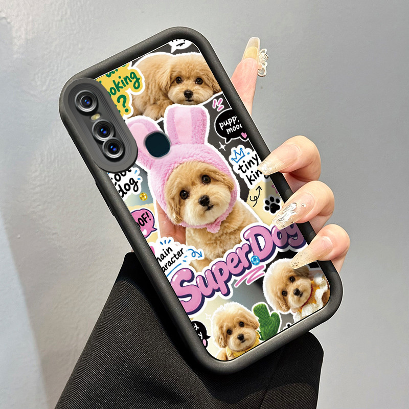 Casing Hp VIVO V15 Case Casing pola Poodle Kesing Tahan sidik jari Kasing HP Cesing cermin model bar