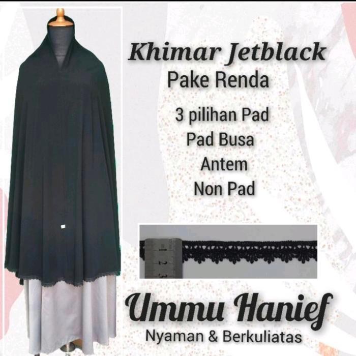 Kualitas Terbaik Khimar Jetblack Pakai Renda Hitam Bahan Jetblack Leuwitex