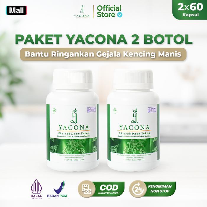 Yacona Paket 2 Botol Yacona Original Ekstrak Daun Yakon 2X60 Kapsul Untuk Kontrol Angka Gula Tinggi