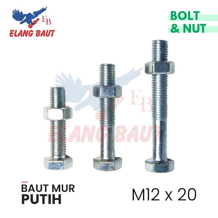 BAUT MUR PUTIH M12X20 (100 PCS) / BAUT 12X20 / BMP M12 PROMO