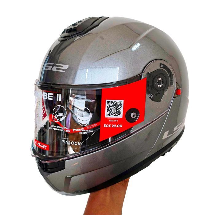 Helm Ls2 Ff908 Strobe 2 Ii Gloss Titanium Modular Double Visor