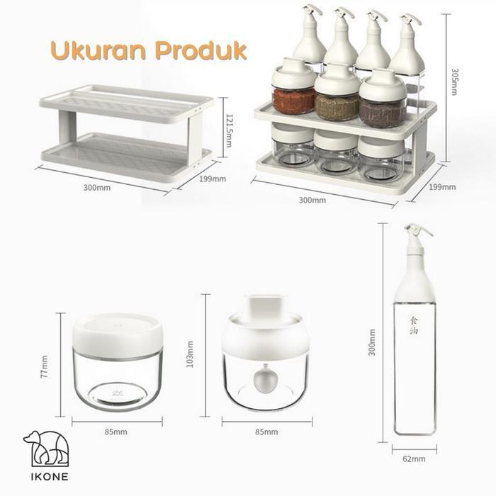 Premium IkoneNito Rak Bumbu Set Dapur Tempat Penyimpanan Bumbu Tempat Minyakl Paket Komplit Wadah