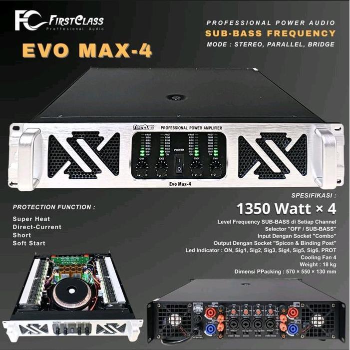 Power Amplifier Firstclass EVO MAX-4 / EVO MAX 4 Profesional Power Audio 4 Channel Original