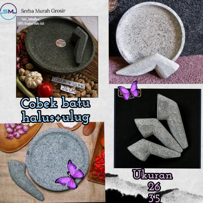 READY Cobek batu/cobek asli/cobek batu premium/cobek+ulekan/cobek batu halus+uleg 20/cobek batu