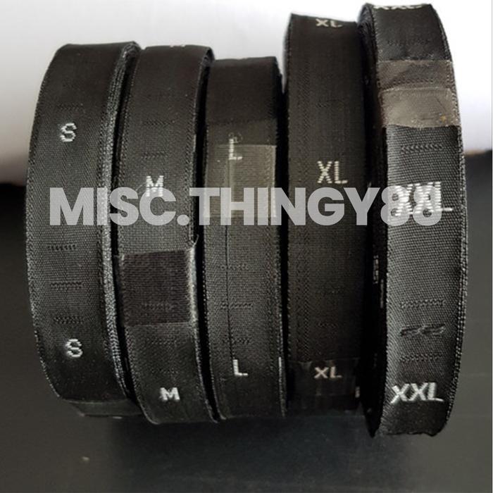 "New" Label Size Bordir Woven Putih Label Size Bordir Woven Hitam size rajut