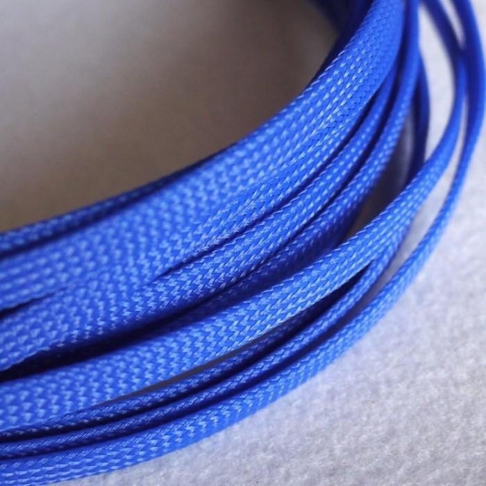 braided cable sleeve - sleeving cable bungkus kabel - 6mm- biru [tahan lama]