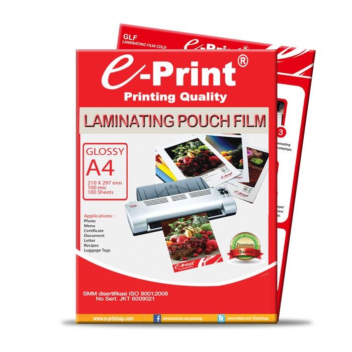 

Kertas / Plastik Laminating Pouch Ukuran A4 100mic 100lembar e-Print