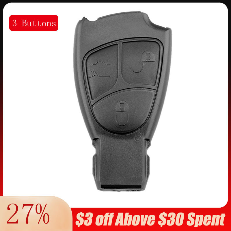 Car Remote Key Shell 3 Buttons Key Case Cover Replacement for Mercedes Benz W203 W211 W204 Black