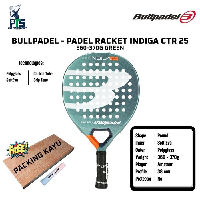 Sale Raket Padel Bullpadel Indiga Ctr 25 360-370 Gr Green