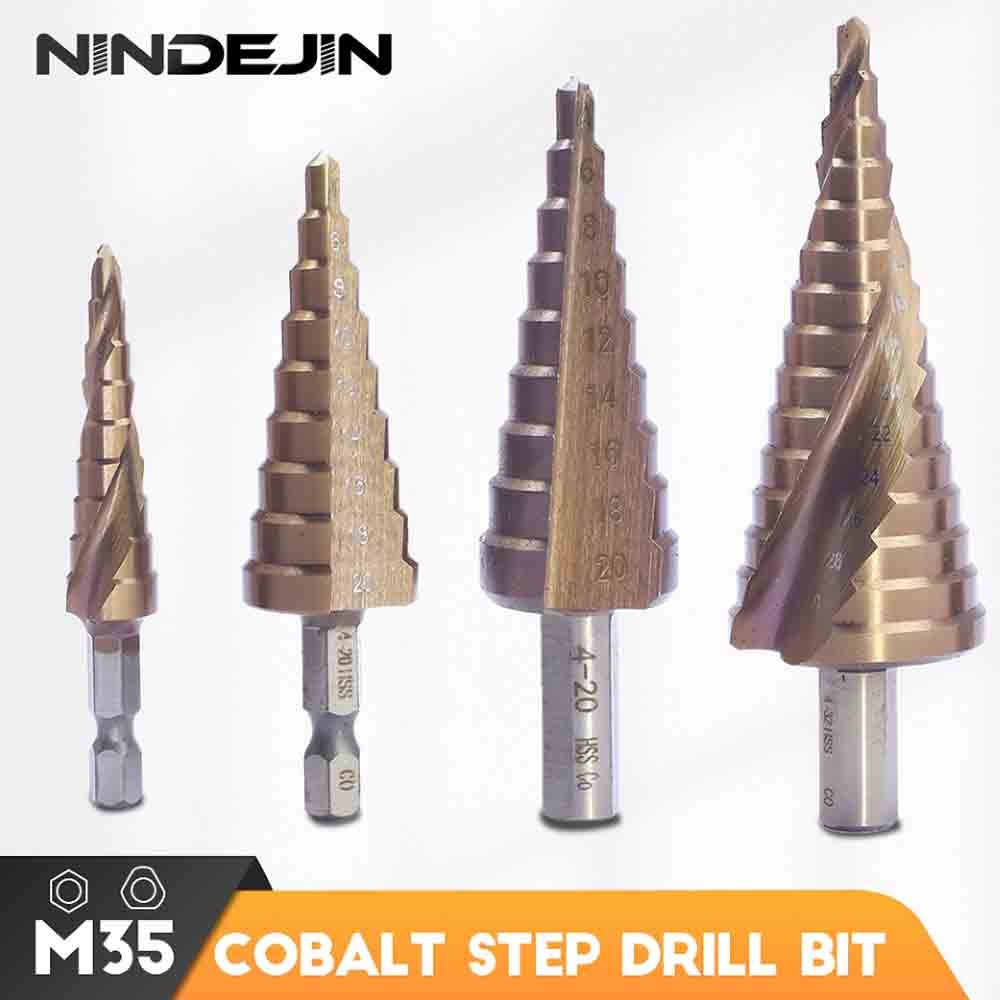 BEST PRICE NINDEJIN M35 Cobalt Step Drill Bit 4-32mm Triangular Hex HSS Step Drill Bit for Stainless
