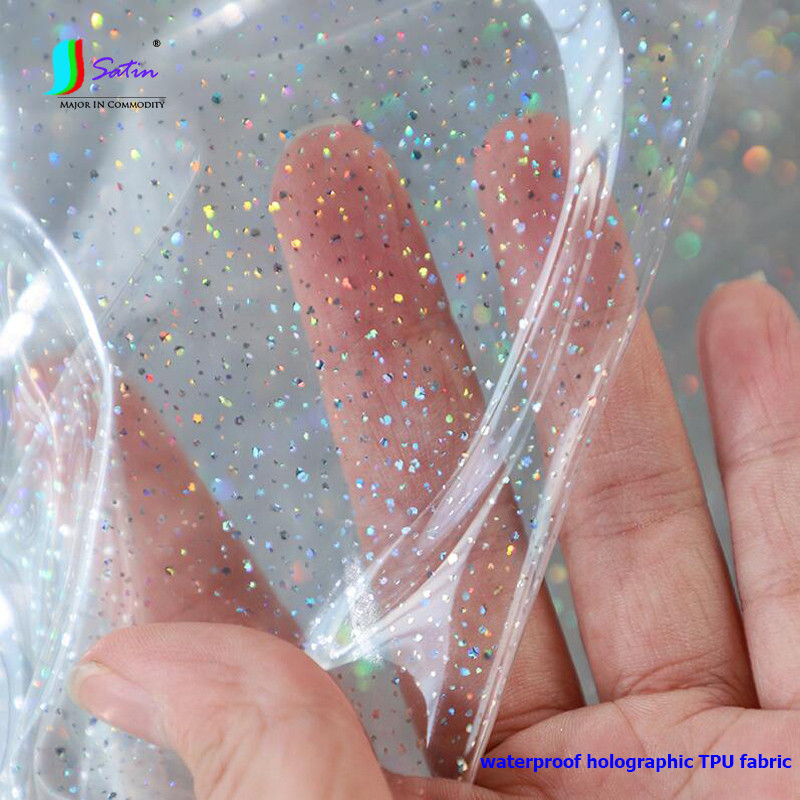 Transparent TPU Symphony Laser Holographic Starry Dots Clothing Bag Waterproof Raincoat Bag Cloth De