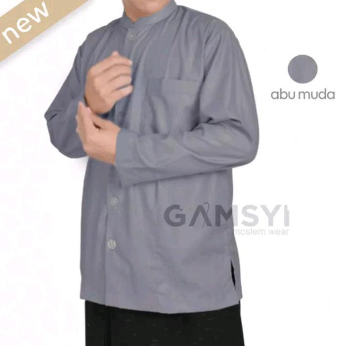 Baju Koko Putih Polos Tangan Panjang Gamsyi Bahan Katun Premium Kerah Sanghai Pria Dewasa Adem