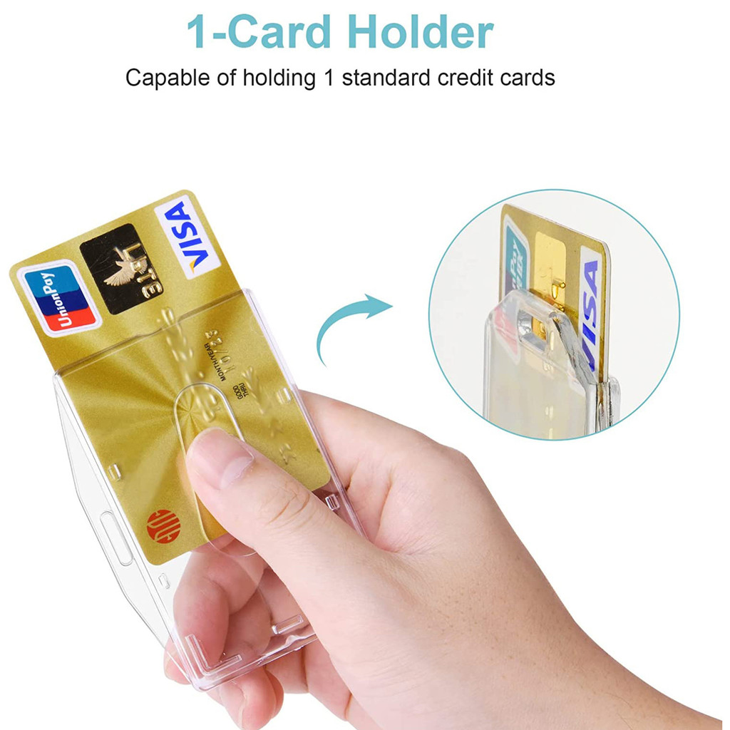 1pcs Hard Plastic Transparent Card Case Holder Work Card Id Badge Holder Double-Sided Card Vertical